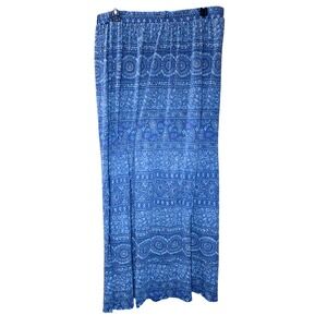 Ruff Hewn Maxi‎ Skirt Blue Boho Print Elastic Waist Casual Comfy Size L